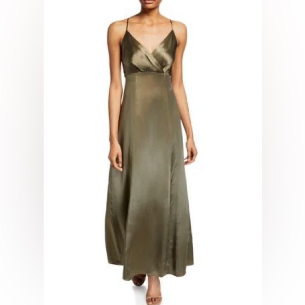 Club Monaco Zoyah Silk Slip Dress Robe In Olive Size 8 NWT